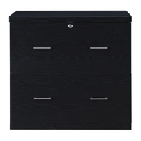 Office Star Alpine 2-Drawer Lateral File Cabinet - Black-Locking top drawer