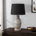 Monarch Specialties 25" H Contemporary Table Lamp - Grey Resin / Black Shade-The classic black fabric shade softly diffuses the light to help brighten a nightstand, console, end or side table for a warm and inviting ambiance