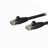 StarTech  Câble de raccordement Ethernet Cat6 avec connecteurs antiaccrochements RJ45, 1 pi, noir (N6PATCH1BK)-Protecteurs de pinces pour connecteur RJ-45 empêchent le câble de s’accrocher ou de briser pendant l’installation