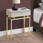 Monarch Specialties 3463 Accent Table - 24"H/Beige Marble/Gold Metal-Bold and modern architectural gold metal base