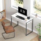 HOMCOM - Bureau d'ordinateur haut brillant avec 2 tiroirs - 39,4 po L x 19,7 po l x 29,5 po H - blanc et gris-Design compact adapté aux petits espaces