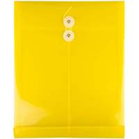 JAM Paper - Enveloppes en plastique avec fermeture à bouton et cordon - Lettre à extrémité ouverte - 9,75 x 11,75 - Jaune - Paquet de 12-Couleur jaune