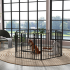 PawHut - Parc à chiens robuste 6 panneaux pour chiens petits et moyens-Sept piquets de sol ancrent solidement toute configuration