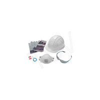 Zenith Safety - Trousses De Démarrage Pour Travailleurs, paquet de 2-Le kit comprend : un casque de protection blanc, des lunettes de sécurité, des gants de travail, des bouchons d'oreille, un respirateur