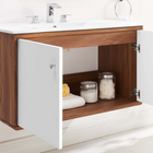 Modway - Transmit 36" Vanité de salle de bain murale - Blanc noyer-Placage en plaques de particules et noyer