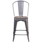 Flash Furniture Tabouret à hauteur de comptoir de 24 po haut. à enduit lustré avec dossier et siège en bois-Tabouret de comptoir de style bistro