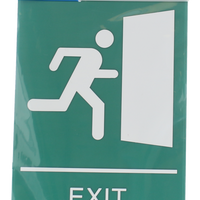 Headline Sign - Panneau de sortie avec homme qui court - 6 po H x 9 po L - Vert-Message du panneau : « EXIT » (Sortie)