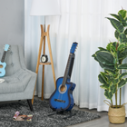 Soozier - Guitare Acoustique Électrique Classique Taille Réelle 38 Po, Finition Brillante Premium Avec Cordes - Bleu-Fabriqué en bouleau massif et contreplaqué de tilleul 