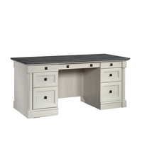 Sauder 65"W La Collection Palladia Bureau Ministre - Finition Glacier Oak-Grand tiroir/plateau avec glissières métalliques et butées de sécurité doté d'un panneau rabattable pour clavier et souris ou ordinateur portable