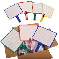KleenSlate Blank/Lined 2-Sided Rectangular Dry Erase Paddles with Markers - Set of 10-Handheld whiteboards with 9.5" x 7.5" writing surface