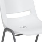 Flash Furniture - Chaise coquille ergonomique et empilable de la série HERCULES, couleur blanc avec cadre gris-Conception à dossier et siège en plastique blanc aux contours ergonomiques