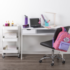 Simply Writing Desk - Blanc-Bureau en MDF blanc avec cadre en métal robuste
