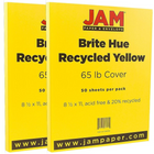 JAM Paper Bright Color Cardstock, 8.5 x 11, 65lb Yellow Recycled, 2 packs of 50 (104018g)-Yellow