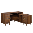 Sauder 59"W La Collection Clifford Place Bureau en L - Finition Grand Walnut-Tablette coulissante pour clavier et souris avec glissières métalliques et butées de sécurité pour la sécurité de toute la famille