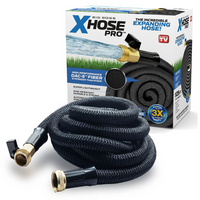 Big Boss - Tuyau d’arrosage extensible XHose Pro - Robuste et flexible - 125 pi-5e Génération Pro Xhose - Xhose a introduit le Xhose original sur le marché en 2013 et cette version représente le Xhose le plus avancé à ce jour. Avec une fibre DAC-5 améliorée, une construction de gaine renforcée, des raccords en laiton et une buse marche/arrêt, le Xhose PRO est plus solide que jamais et conçu pour des années d’utilisation