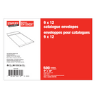 Staples Kraft Catalogue Envelopes with Gummed Flaps - 9" x 12" - Brown - 500 Pack-Ideal for mailing catalogues, booklets, brochures and multi-page documents
