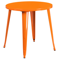 Table ronde de 30 po en métal orange pour intérieur/extérieur (CH-51090-29-OR-GG)-Table de café en métal