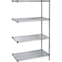 Kleton - Étagères Robustes En Treillis Chromaté, Ensemble Ajout, Tiers 5, 72po La X 74po H X 18po P-Profondeur 18po