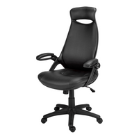 Monarch Specialties - 7276 Chaise De Bureau Multi-Position- Noir Simili-Cuir/-Chaise de bureau de type direction de qualité commerciale à haut dossier en tissu similicuir noir, durable, résistant aux taches et permettant une aération pour plus de confort.
