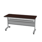Heartwood HDL Training Table 60" x 24" - Mahogany-Colour: Metallic Silver Base / Figured Mahogany Top