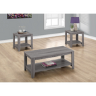 Monarch Specialties - 7991P Ens De Tables - 3Pcs/Gris-Chaque table comprend une tablette