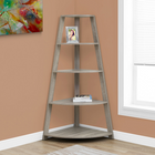 Monarch Specialties - 2424 60 po H Etagere - Etagere En Coin D'Appoint Taupe Fonce-4 étagères fixes, dââ‚¬â„¢un pouce dââ‚¬â„¢épaisseur (capacité maximale de 22 lb chacune)