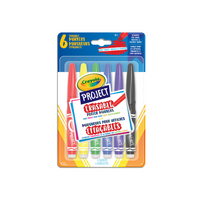 Crayola - Marqueurs d'affiches effaçables Project - 6 Couleurs Assorties-JEU DE 6 MARQUEURS POUR AFFICHES EFFAÇABLES CRAYOLA PROJECT : L'ensemble comprend des marqueurs pour affiches effaçables dans les teintes de rouge, jaune, vert, bleu, violet et noir.