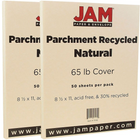 JAM Paper – Papier cartonné recyclé, naturel 65 lb, 8 1/2 x 11 po, blanc, 2 paquets de 50 feuilles (171116g)-Parchemin naturel