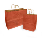 Eddie's 100% Recycled Kraft Shopper Paper Bag - 8" L x 4-3/4" W x 10-1/4" D - Terra Cotta Orange - 100 Pack-100% recycled with at least 95% post-consumer fibres.