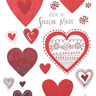 Rosedale Gold - Cartes de souhaits/Enveloppes - Joyeuse St-Valentin Nièce - 5-1/2 po x 8 po - paquet de 6-Imprimées sur un papier de qualité non couché