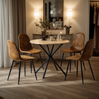Homy Casa - Chaises d'accueil 4 places, tissu rembourré brun-Parfait pour les tables de 30" à 36" : Idéal pour cuisines, appartements et bureaux.