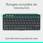 Logitech - Keys-To-Go 2, clavier sans fil portable pour iPad avec protection intégrée - Graphite-Application Logi Options+: personnalisez l'ensemble des touches de fonction du clavier pour un travail en déplacement simple et efficace (disponible sous Windows et macOS uniquement)