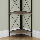 Monarch Specialties - 3648 60 po H Etagere - Taupe Fonce/Metal Noir En Coin-Capacité de poids par étagère : 35 lb