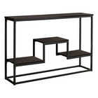 Monarch Specialties 3582 Accent Table - 48"L/Espresso/Black Metal Hall Console-Multi-tier console table featuring a long, rectangular tabletop and 3 storage shelves in a dark brown espresso finish