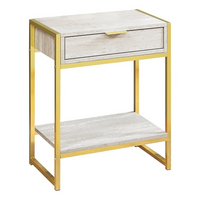 Monarch Specialties 3483 Accent Table - 24"H/Beige Marble/Gold Metal-Spacious rectangular table top finished in an elegant beige marble-look