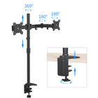 ShoppingAll - Support sur pied entièrement réglable pour deux écrans - Noir-La perche de 31,9" de long offre une large plage de réglage en hauteur pour passer de la position assise à la position debout.
