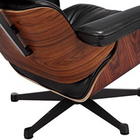 Nicer Furniture Modern Classic Lounge Chair & Ottoman Set - Black/Rosewood-7-ply of cross grained kiln dried engineered wood shell to prevent warping and cracking