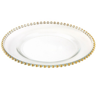 Elegance Set of 4 Gold Beaded Chargers 13"-Shape: Round