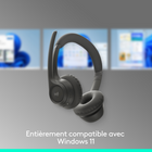 Logitech - Zone 300 casque Bluetooth sans fil avec microphone anti-parasite -Graphite-Le casque sans fil Bluetooth Logitech Zone 300 possède la certification neutre en carbone et contient du plastique recyclé post-consommation certifié (Black: 55%, Off-White et Rose: 42%)