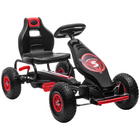 Aosom - pedal go Kart avec siège réglable, roues en caoutchouc et amortissement - rouge-Roues en caoutchouc gonflables avec système de suspension 
