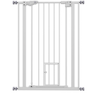 PawHut - Barrière pour animaux 41" avec porte de passage - Blanc-Le système de double verrouillage garantit que votre animal est maintenu en sécurité et offre une sécurité maximale