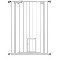 PawHut - Barrière pour animaux 41" avec porte de passage - Blanc-Le système de double verrouillage garantit que votre animal est maintenu en sécurité et offre une sécurité maximale