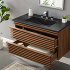 Modway - Render Support mural de 36" Vanette de salle de bain - Noir noyer-Coiffeuse à grains de noyer