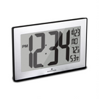 Marathon Watch - Horloge murale atomique avec support et 8 fuseaux horaires - Réglage automatique - Noir/Acier inoxydable-Grand Affichage: Affichage facile à lire de 4?