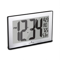 Marathon Watch - Horloge murale atomique avec support et 8 fuseaux horaires - Réglage automatique - Noir/Acier inoxydable-Grand Affichage: Affichage facile à lire de 4?