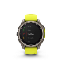 Garmin - fēnix 8 – 47 mm, saphir solaire, titane avec bracelet en silicone jaune/graphite Amp-Améliorez les performances, l'endurance et la résistance de votre corps aux blessures grâce à des plans d'entraînement en force ciblés, un suivi de l'endurance en temps réel, des entraînements spécifiques au sport et une gamme complète d'applications sportives intégrées