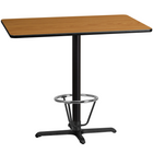 Flash Furniture Dessus de table rectangulaire de 30 x 48 po en stratifié avec 23,5 x 29,5 po à hauteur de bar et anneau de pied-Table d'hospitalité à hauteur de bar