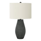Monarch Specialties 24" H Table Lamp - Black Resin / Ivory / Cream Shade-A striking, contemporary 24"h table lamp with a black resin base in a raised, dotted textured finish, with a simple ivory fabric drum shade, and topped with a silver metal finial, adds a stylish boho-glam vibe in a livingroom, entryway, bedroom, or home office