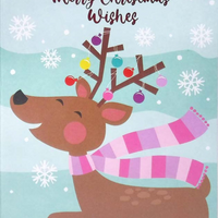 Mill Brook Studio - Cartes de souhaits Noël / Enveloppes - 5-3/8 po x 7-3/4 po - Joeyux Noël Enfant: Renne - Paquet de 18-Cartes de souhaits qualité boutique
