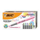 BIC - Brite Liner Grip Surligneurs Pastel - pointe biseautée - Couleurs Variées - Paquet de 12-AMUSANTS ET TENDANCE : Les surligneurs BIC dans de nouvelles couleurs pastel sont amusants et conviennent parfaitement au griffonnage et au coloriage